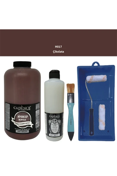 Mobilya Boyası-Cadence Multisurface H-017 Çikolata 2000Ml Ultimate Vernik Mat 500Ml Saten Rulo Set ürün görseli 1