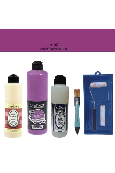 Banyo Mutfak Boyası-Cadence Multi H-107 Hazeran Moru 500Ml Pya250Ml Taş Vernik Mat 250Ml Saten Rulo ürün görseli 1