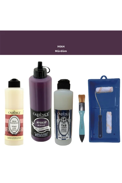 Banyo Mutfak Boyası-Cadence Multi H-064 Mürdüm 500Ml Pya250Ml Taş Vernik Parlak 250Ml Saten Rulo ürün görseli 1
