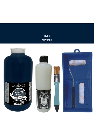 Mobilya Boyası-Cadence Multisurface H-092 Okyanus 2Lt Ultimate Parlak Vernik 500Ml Saten Rulo Set ürün görseli 1
