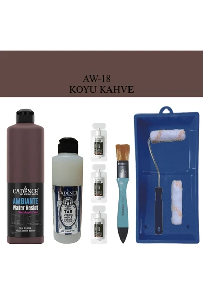 Fayans Tezgah B-Ambiente Islak Zemin Aw-18 K.Kahve 500Ml Katalizör30Gr TaşVernikMat 250 SatenRuloSet ürün görseli 1