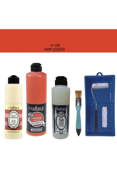 Banyo Mutfak Boyası-Cadence Multi H-105 Nar Çiçeği 500Ml Pya250Ml Taş Vernik Parlak 250Ml Saten Rulo ürün görseli 1