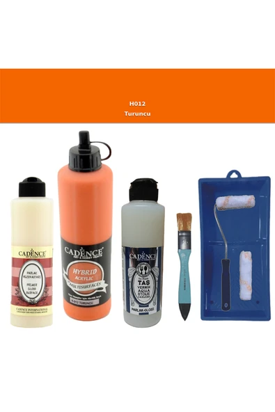 Banyo Mutfak Boyası-Cadence Multi H-012 Turuncu 500Ml Pya 250Ml Taş Vernik Parlak 250Ml Saten Rulo ürün görseli 1