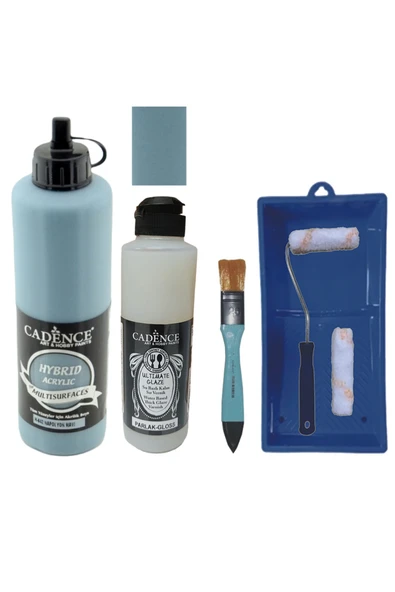 Mobilya Boyası-Cadence Multisurface H-042 N.Mavi 500Ml Ultimate Vernik Parlak 250Ml Saten Rulo Set ürün görseli 1