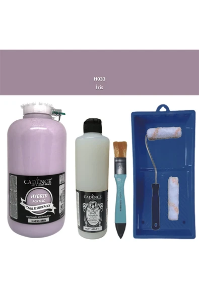 Mobilya Boyası-Cadence Multisurface H-033 Irıs 2000Ml Ultimate Vernik Mat 500Ml Saten Rulo Set ürün görseli 1