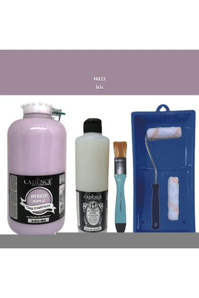 Mobilya Boyası-Cadence Multisurface H-033 Irıs 2Lt Ultimate Parlak Vernik 500Ml Saten Rulo Set ürün görseli 1