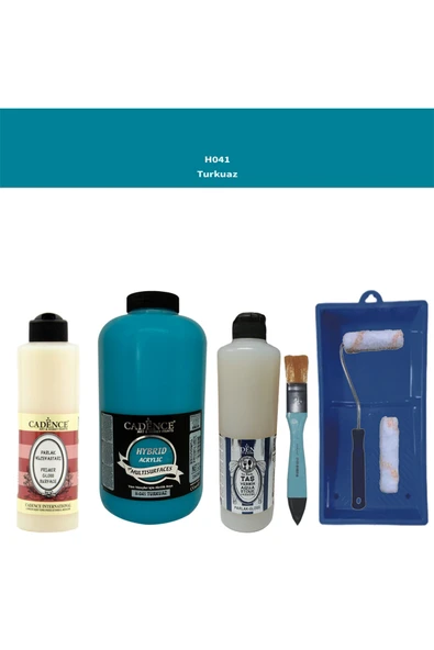 Banyo Mutfak Boyası-Cadence Multi H-041 Turkuaz 2Lt Pya 500Ml Taş Vernik Parlak 500Ml Ruloset ürün görseli 1