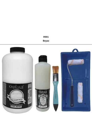 Mobilya Boyası-Cadence Multisurface H-001 Beyaz 2000Ml Ultimate Vernik Mat 500Ml Saten Rulo Set ürün görseli 1