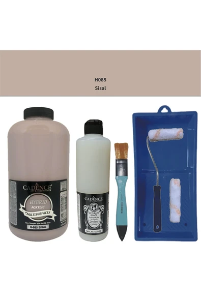 Mobilya Boyası-Cadence Multisurface H-085 Sisal 2Lt Ultimate Parlak Vernik 500Ml Saten Rulo Set ürün görseli 1