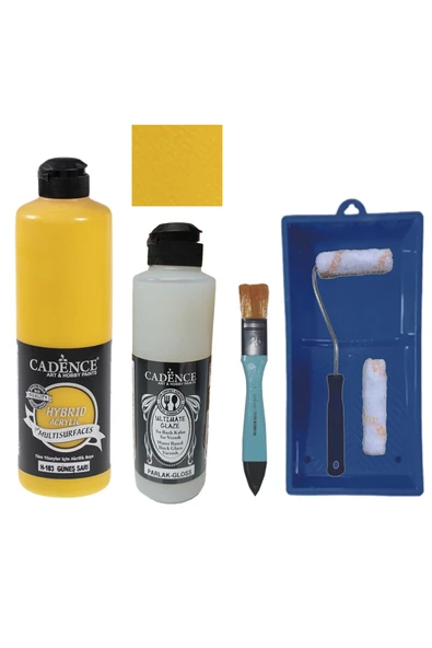 Mobilya Boyası-Cadence Multisurface H-103 Güneş Sarı 500Ml Ultimate Vernik Parlak 250Ml SatRuloSet ürün görseli 1