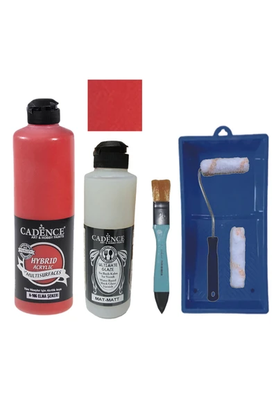 Mobilya Boyası-Cadence Multisurface H-106 Elma Şekeri 500Ml Ultimate Vernik Mat 250Ml Saten Rulo Set ürün görseli 1