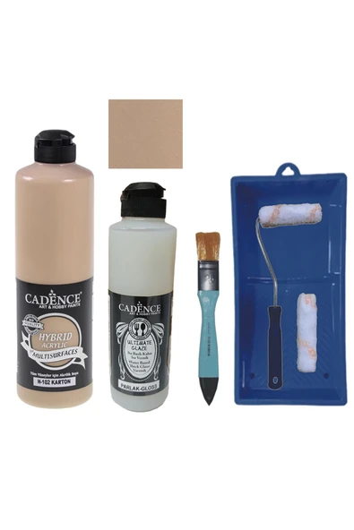 Mobilya Boyası-Cadence Multisurface H-102 Karton 500Ml Ultimate Vernik Parlak 250Ml Saten Rulo Set ürün görseli 1
