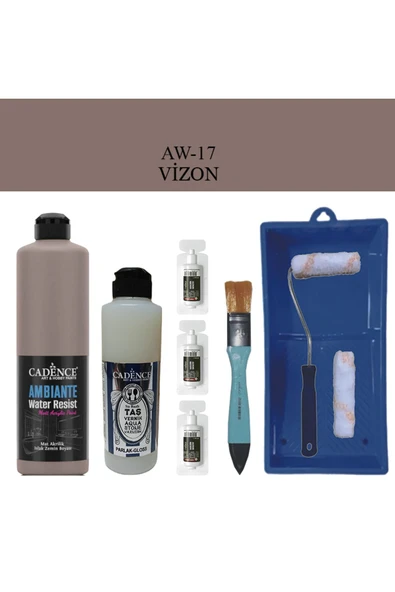 Fayans Tezgah B.-Ambiente Islak Zemin Aw-17 Vizon 500Ml Katalizör 30Gr Taş Vernik 250 SatenRuloSet ürün görseli 1