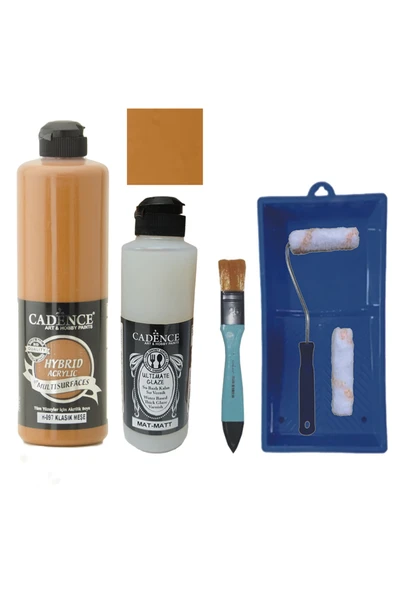 Mobilya Boyası- Multisurface H-097 Klasik Meşe 500ml Ultimate Vernik Mat 250ml Saten Rulo Set ürün görseli 1
