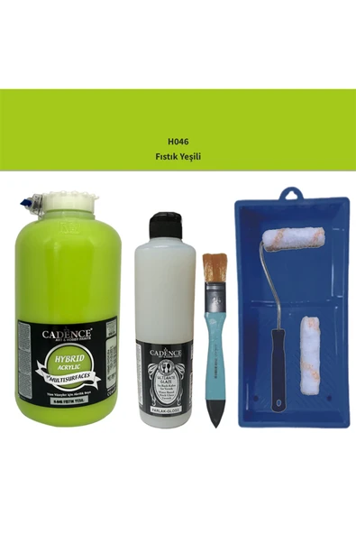 Mobilya Boyası-Cadence Multisurface H-046 Fıstık Yeşil 2Lt Ultmate Parlak Vernik 500Ml Saten RuloSet ürün görseli 1