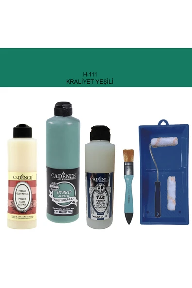 Banyo Mutfak Boyası-Cadence Multi H-111 Kraliyet Yeşili 500Ml Pya250Ml Taş Vernik 250Ml Saten Rulo ürün görseli 1