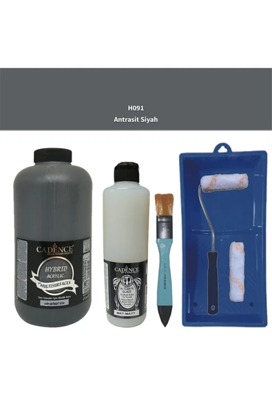 Mobilya Boyası-Cadence Multisurface H-091 Antrasit Siyah 2000Ml Ultimate Vernik Mat 500Ml SatRuloSet ürün görseli 1