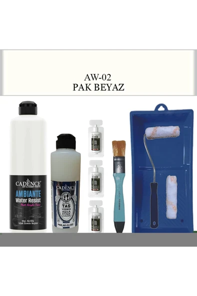 Fayans Tezgah B-Ambiente Islak Zemin Aw-02 PakBeyaz 500Ml Katalizör 30Gr Taş Vernik 250 SatenRuloSet ürün görseli 1