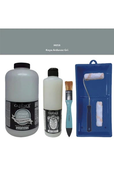 Mobilya Boyası-Cadence Multisurface H-058 K.Arduvaz Gri 2000Ml Ultimate Vernik Mat 500Ml SateRuloSet ürün görseli 1