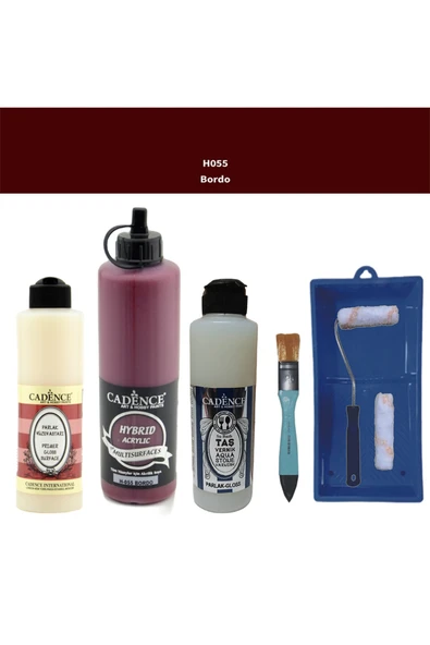 Banyo Mutfak Boyası-Cadence Multi H-055 Bordo 500Ml Pya250Ml Taş Vernik Parlak 250Ml Saten Rulo ürün görseli 1