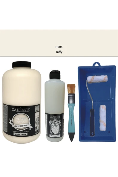 Mobilya Boyası-Cadence Multisurface H-005 Taffy 2000Ml Ultimate Vernik Mat 500Ml Saten Rulo Set ürün görseli 1