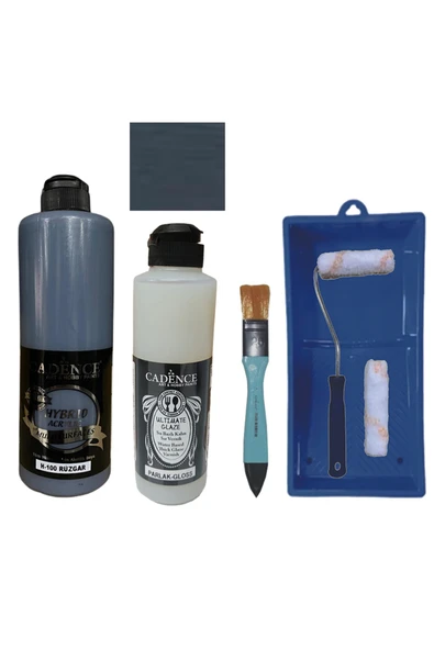Mobilya Boyası-Cadence Multisurface H-100 Rüzgar 500Ml Ultimate Vernik Parlak 250Ml Saten Rulo Set ürün görseli 1