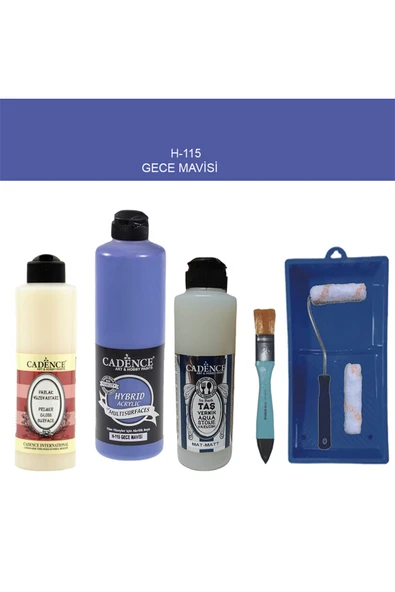 Banyo Mutfak Boyası-Cadence Multi H-115 Gece Mavisi 500Ml Pya250Ml Taş Vernik Mat 250Ml Saten Rulo ürün görseli 1