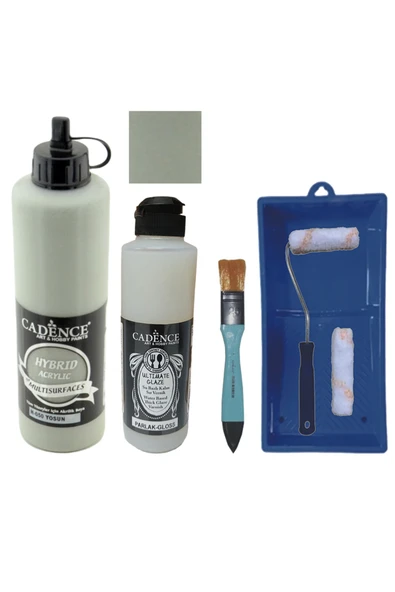 Mobilya Boyası-Cadence Multisurface H-050 Yosun 500Ml Ultimate Vernik Parlak 250Ml Saten Rulo Set ürün görseli 1