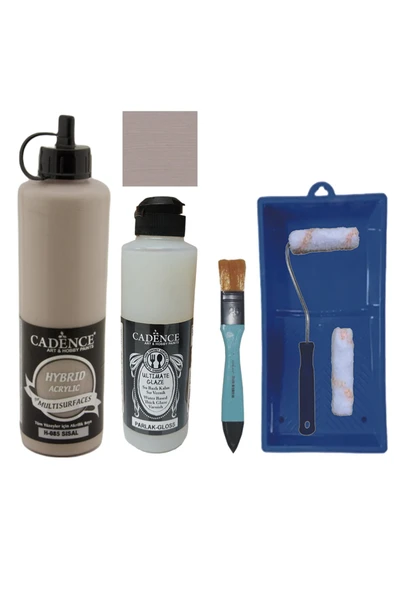 Mobilya Boyası-Cadence Multisurface H-085 Sisal 500Ml Ultimate Vernik Parlak 250Ml Saten Rulo Set ürün görseli 1