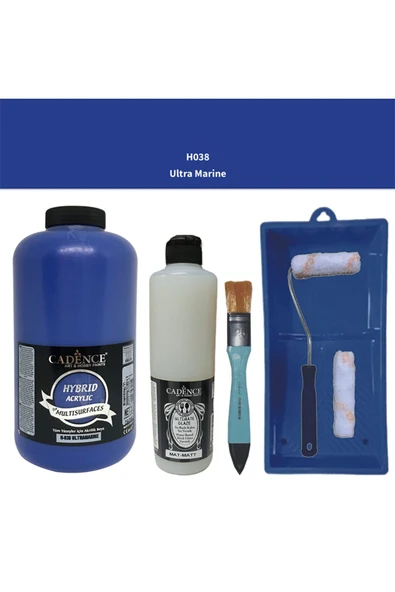 Mobilya Boyası-Cadence Multisurface H-038 Ultramarine 2000Ml Ultimate Vernik Mat 500Ml SatenRuloSet ürün görseli 1