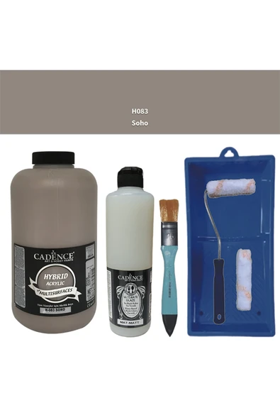 Mobilya Boyası-Cadence Multisurface H-083 Soho 2000Ml Ultimate Vernik Mat 500Ml Saten Rulo Set ürün görseli 1