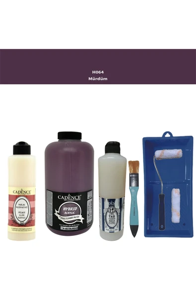 Banyo Mutfak Boyası-Cadence Multi H-064 Mürdüm 2Lt Pya 500Ml Taş Vernik Parlak 500Ml Ruloset ürün görseli 1