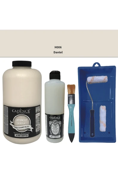 Mobilya Boyası-Cadence Multisurface H-006 Dantel 2000Ml Ultimate Vernik Mat 500Ml Saten Rulo Set ürün görseli 1