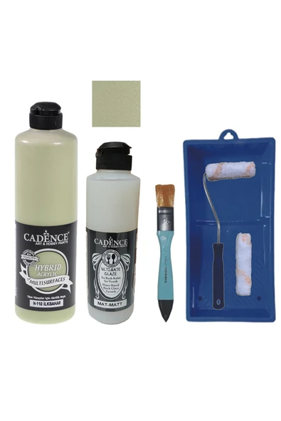 Mobilya Boyası-Cadence Multisurface H-110 İlkbahar 500Ml Ultimate Vernik Mat 250Ml Saten Rulo Set ürün görseli 1