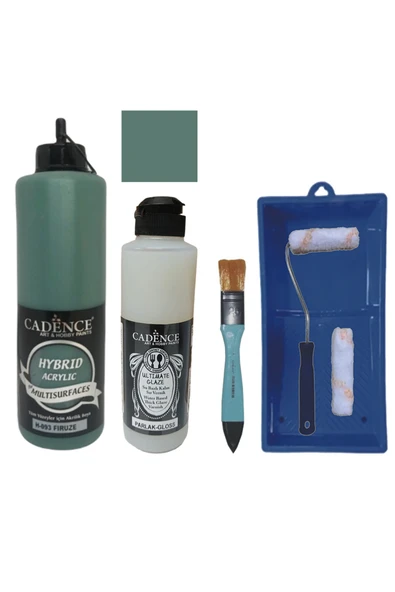 Mobilya Boyası-Cadence Multisurface H-093 Firuze 500Ml Ultimate Vernik Parlak 250Ml Saten Rulo Set ürün görseli 1