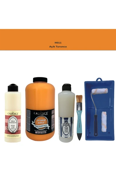 Banyo Mutfak Boyası-Cadence Multi H-011 Açık Turuncu 2Lt Pya 500Ml Taş Vernik Parlak 500Ml Ruloset ürün görseli 1