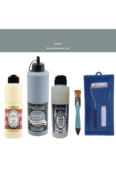 Banyo Mutfak Boyası-Cadence Multi H-058 K.Arduvaz Gri 500Ml Pya250Ml Taş Vernik Par 250Ml Saten Rulo ürün görseli 1