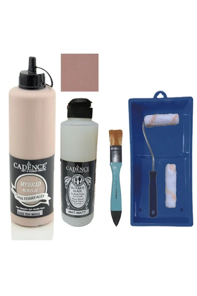 Mobilya Boyası-Cadence Multisurface H-020 Yeni Mocca 500Ml Ultimate Vernik Mat 250Ml Saten Rulo Set ürün görseli 1