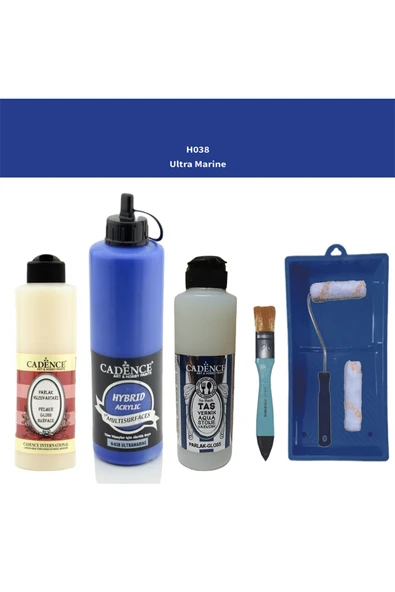 Banyo Mutfak Boyası-Cadence Multi H-038 Ultramarin 500Ml Pya250Ml Taş Vernik Parlak 250Ml Saten Rulo ürün görseli 1