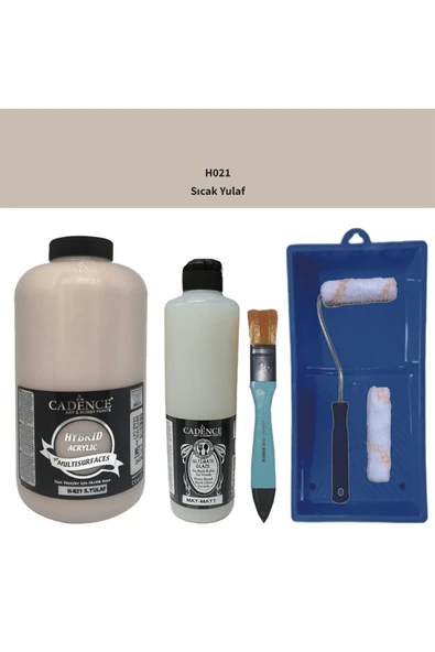 Mobilya Boyası-Cadence Multisurface H-021 S. Yulaf 2000Ml Ultimate Vernik Mat 500Ml Saten Rulo Set ürün görseli 1