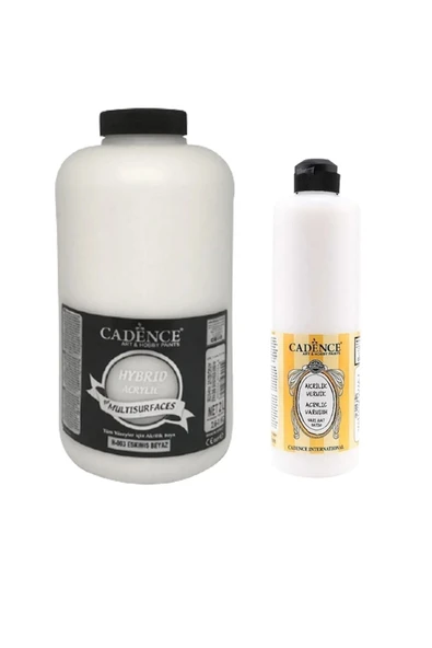 Eskimiş Beyaz Hybrid Multisurface 2 Litre H-003+500ml. Su Bazlı Yarı Mat Vernik ürün görseli 1