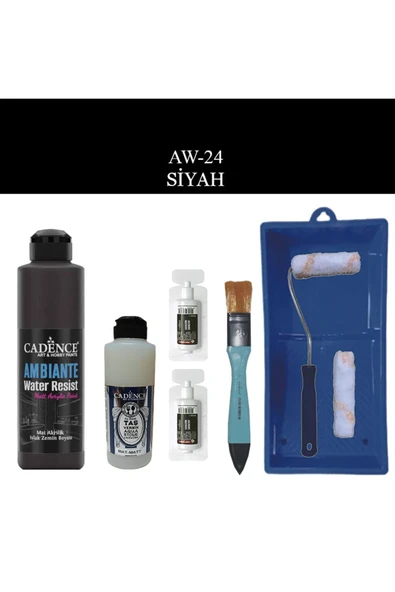Fayans Tezgah B-Ambiente Islak Zemin Aw-24 Siyah 250Ml Katalizör20Gr Taş Vernik Mat 120 SatenRuloSet ürün görseli 1