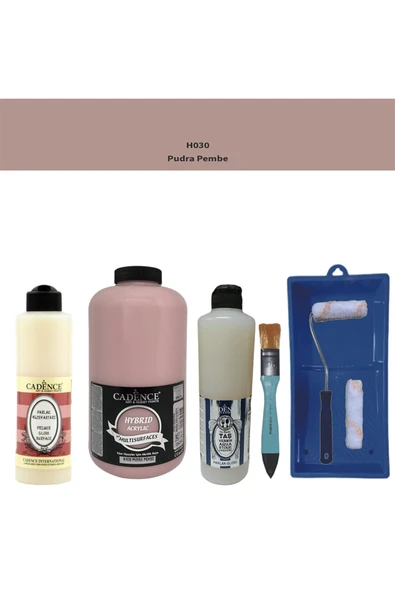 Banyo Mutfak Boyası-Cadence Multi H-030 Pudra Pembe 2Lt Pya 500Ml Taş Vernik Parlak 500Ml Ruloset ürün görseli 1