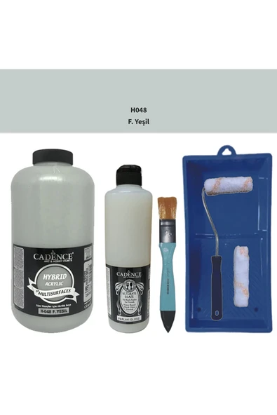 Mobilya Boyası-Cadence Multisurface H-048 F.Yeşil 2Lt Ultimate Parlak Vernik 500Ml Saten Rulo Set ürün görseli 1
