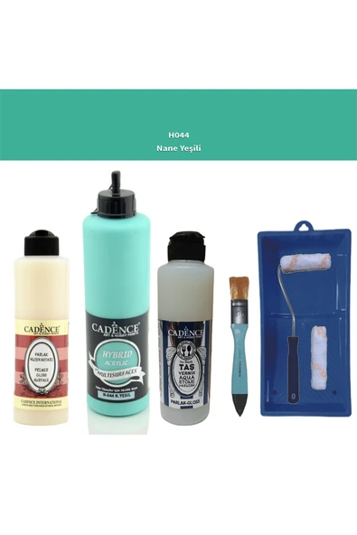 Banyo Mutfak Boyası- Multi H-044 N.Yeşil 500Ml Pya250Ml Taş Vernik Parlak 250Ml Saten Rulo ürün görseli 1