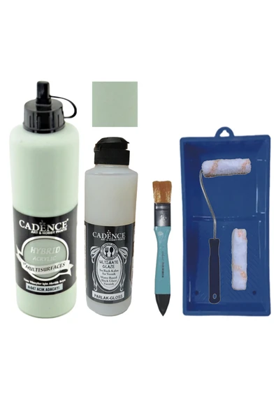 Mobilya Boyası-Cadence Multisurface H-047 A.Adaçayı 500Ml Ultimate Vernik Parlak 250Ml Saten RuloSet ürün görseli 1