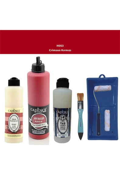 Banyo Mutfak Boyası-Cadence Multi H-053 Crımson Kırmızı 500Ml Pya250Ml Taş Vernik Mat 250Ml Rulo ürün görseli 1