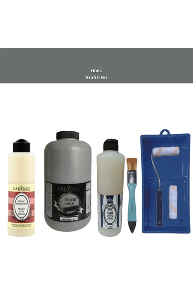 Banyo Mutfak-Cadence Multi H-081 Grafiti Gri 2000Ml Par Yüzey Ast 500Ml Taş Vernik Mat 500Ml ruloset ürün görseli 1