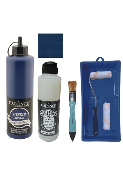 Mobilya Boyası-Cadence Multisurface H-092 Okyanus 500Ml Ultimate Vernik Parlak 250Ml Saten Rulo Set ürün görseli 1