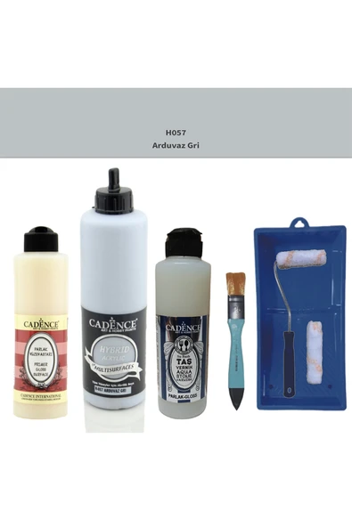 Banyo Mutfak Boyası-Cadence Multi H-057 Arduvaz Gri 500Ml Pya250Ml Taş Vernik Par 250Ml Saten Rulo ürün görseli 1
